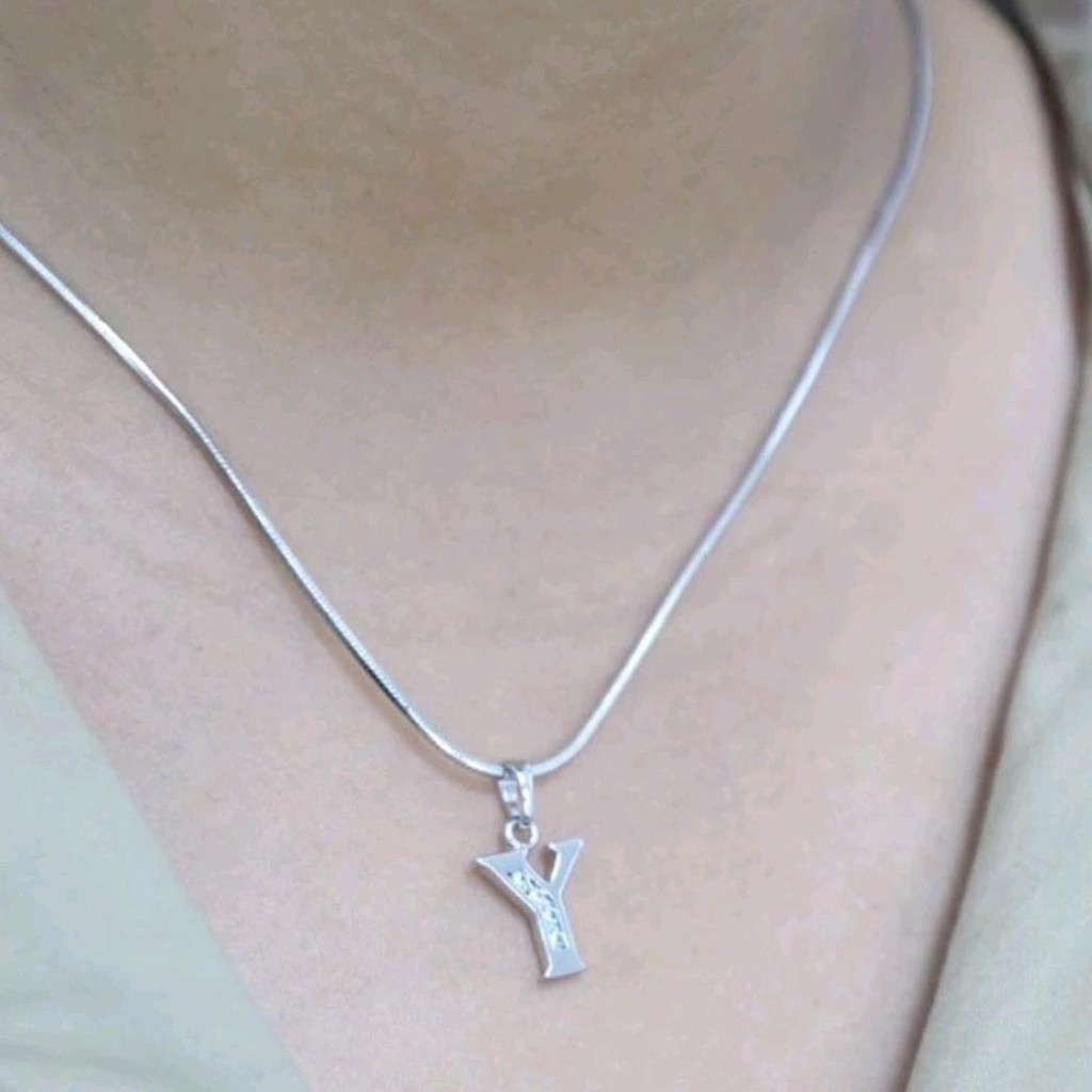 Ayya ACC- Kalung Titanium Stainless Inisal nama A-Z Pria dan Wanita/Kalung silver Nama/Kalung Emas p