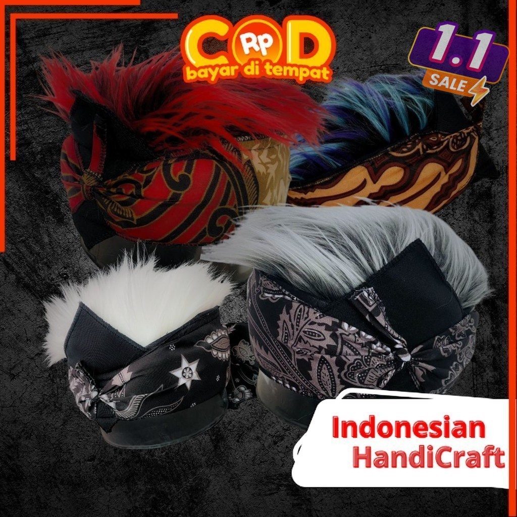 Udeng Rambut Palsu, Iket Sunda, Udeng Bali, Ikat kepala, Udeng Hitam, Udeng Jawa, topi rambut udeng