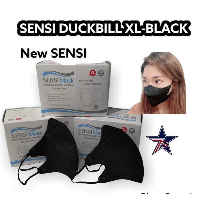 MASKER SENSI DUCKBILL XL JUMBO 4PLY ORIGINAL SENSI DUCK 4 PLY ISI 50pc - XL HITAM