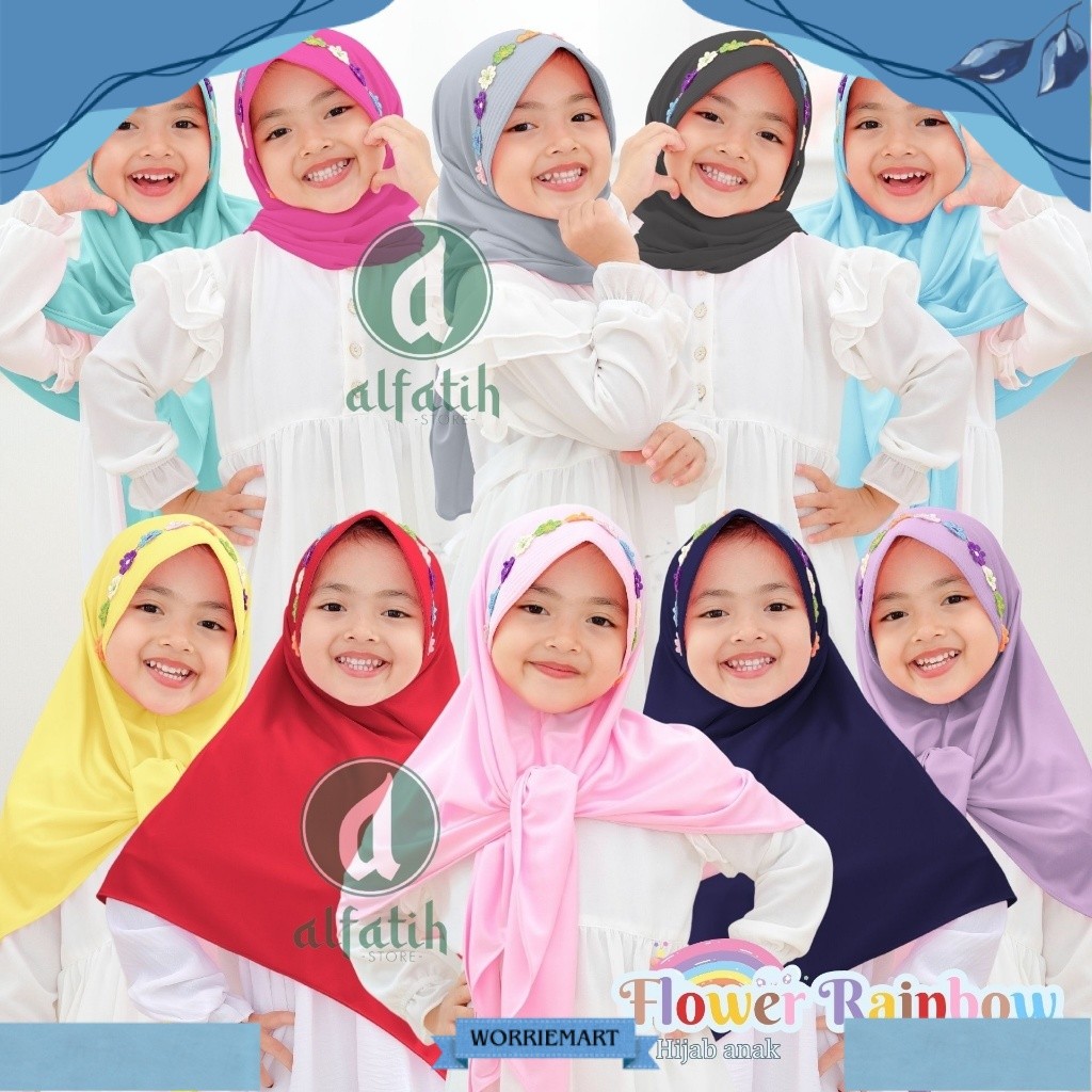 BISA COD HIJAB SEGITIGA ANAK PEREMPUAN VARIASI PED MELATI RAINBOW MURAH USIA 2-7 TAHUN JILBAB PAUD T