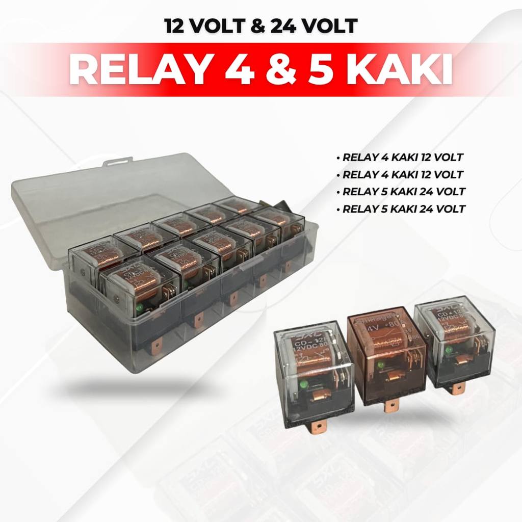 Relay Transparan 5 Kaki 80a 12 Volt dan 24 Volt Original Relay Klakson Relay Lampu Tembak