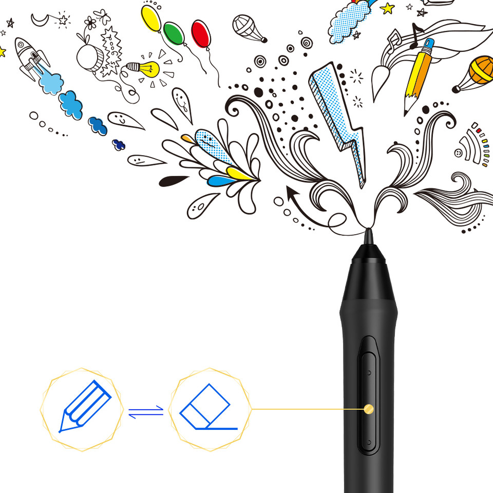 XP-Pen P05/P05S Battery-Free Passive Stylus with 8 Replace Nibs for Deco 01V2/Deco 03/Star G640S/Art