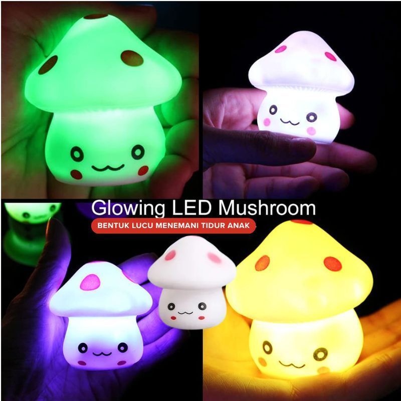 Lampu Jamur Hias Lampu Tidur LED Karakter Warna Warni Lampu LED Warna Lampu Hias