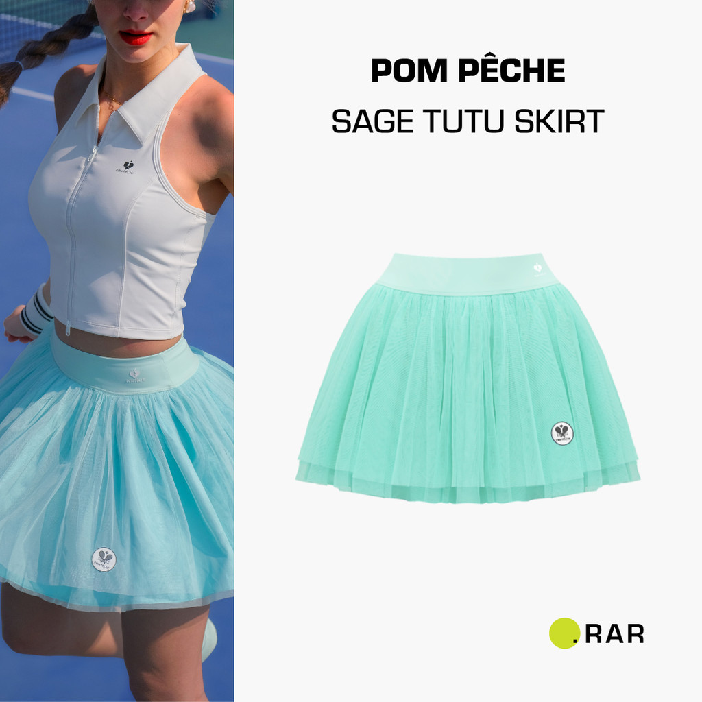 Pom Peche Sage Tutu Skirt - Mint Green - Rok Tennis Wanita