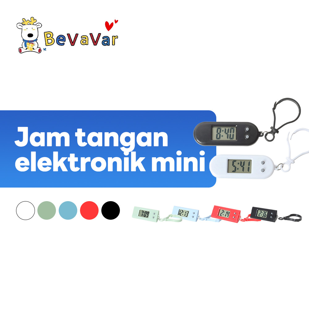 BEVAVAR Gantungan Kunci Jam Digital LCD Jam Digital LCD Saku Senyap Jam mini LCD digital Portabel
