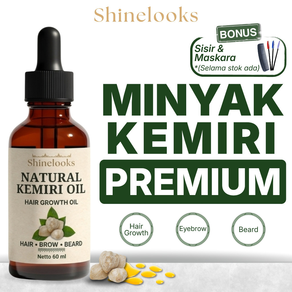 SHINELOOKS Minyak Kemiri Murni Penumbuh Rambut Botak Nutrisi Akar Rambut 60ml