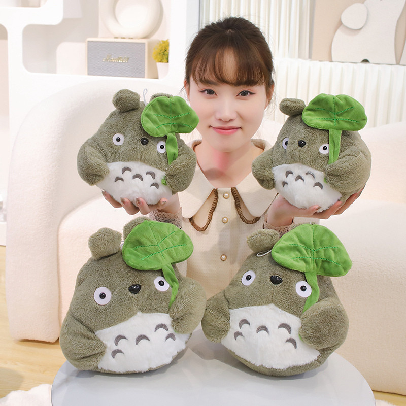 Cute Lotus Leaf Totoro Plush Toy Totoro Lotus Leaf Plushies Fluffy Totoro Doll Stuffed Movie Anime A