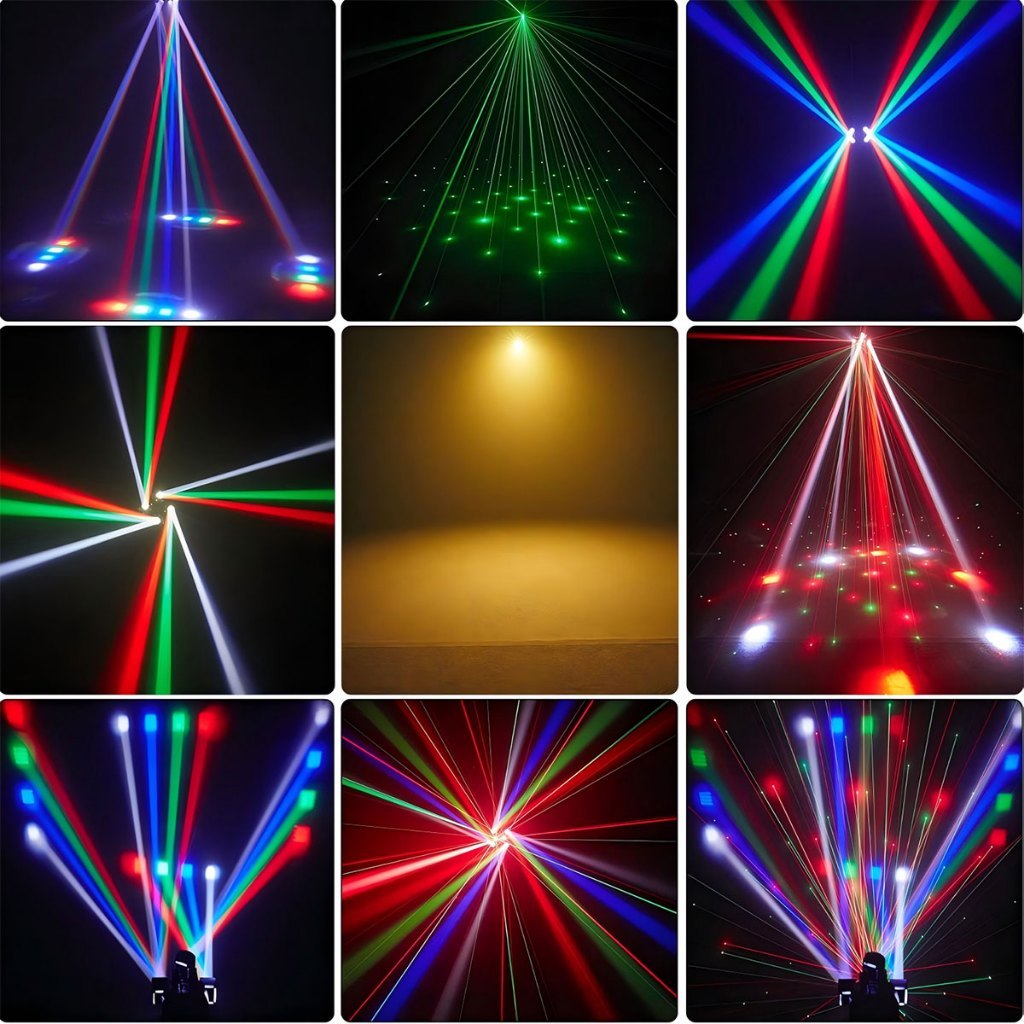 ReadyKAIY 60W Moving Head Beam Light Mini Empat Beam cahaya laser Dengan strobo laser Full Colour RG