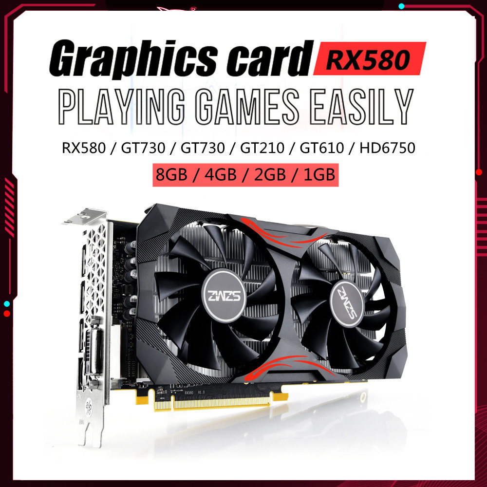 RX580 8/4/2/1GB Graphics Card 1257/1340MHz GDDR5 Radiator Tube GPU Display Card Mining Placa Graphic