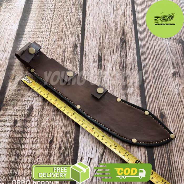 sarung pisau kulit asli tramontina Victorinox bullnose - 30-31 cm -young