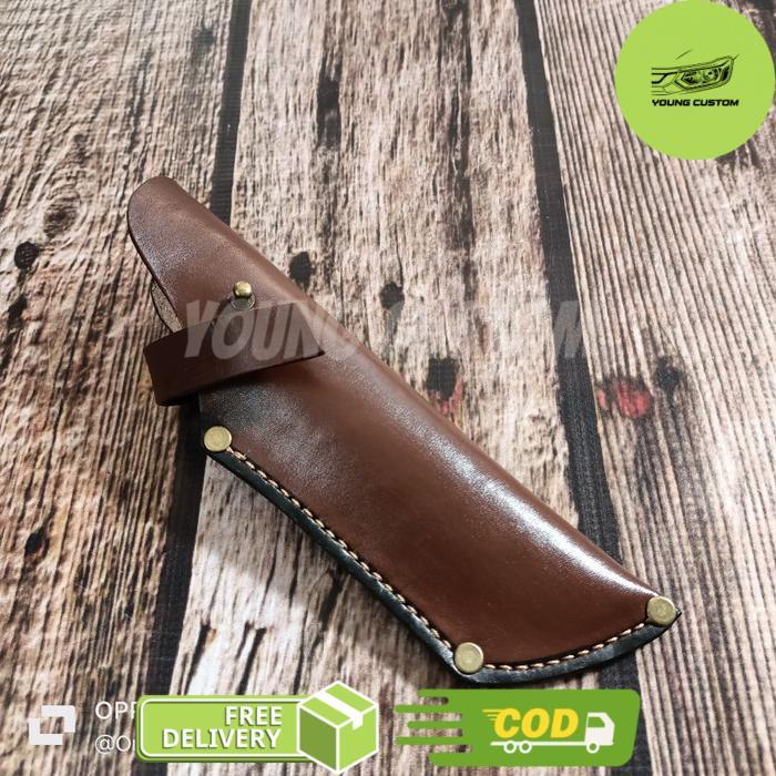 Sarung kulit asli pisau butcher victorinox tramontina lurus - 12 cm -young