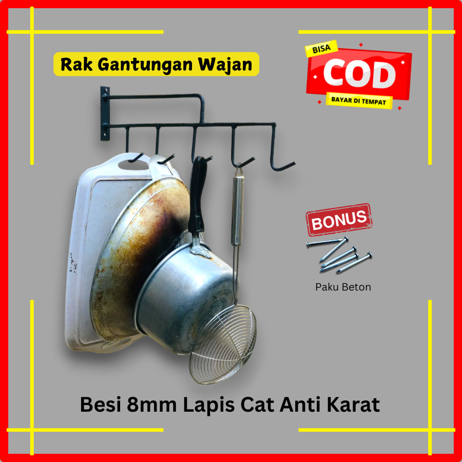 Rak Gantungan Panci Wajan - Rak Dapur Cantolan Wajan & Panci Tempel Dinding