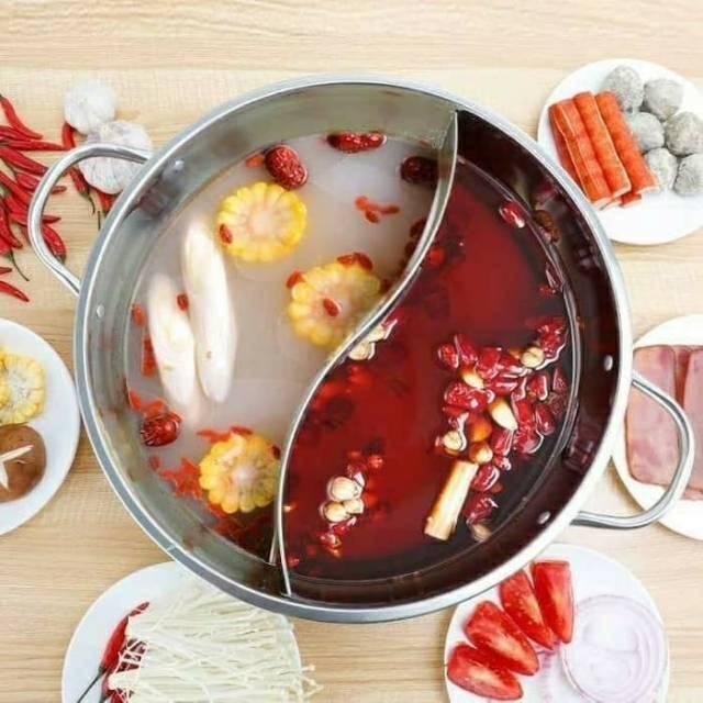 Sukiyaki Pan 30cm Panci Shabu Shabu Steamboat Sangwo Loklok Sekat 2 - 30cm Tebal