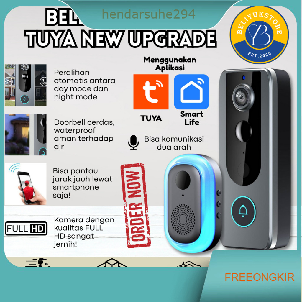Bell CCTV Tuya NEW  Dual Power Intercom / Bell Rumah Model Remote Wirelles Tuya / CCTV Remote/ Bell 
