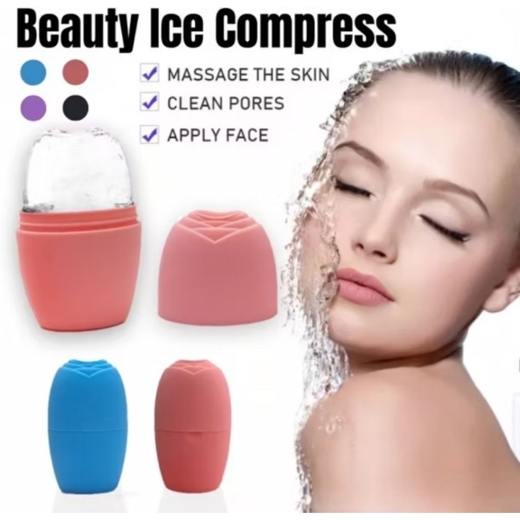 Facial Ice Roller Contour Holder Ice Ball Face Massager Alat Pembersih Wajah Silikon Perawatan Kulit