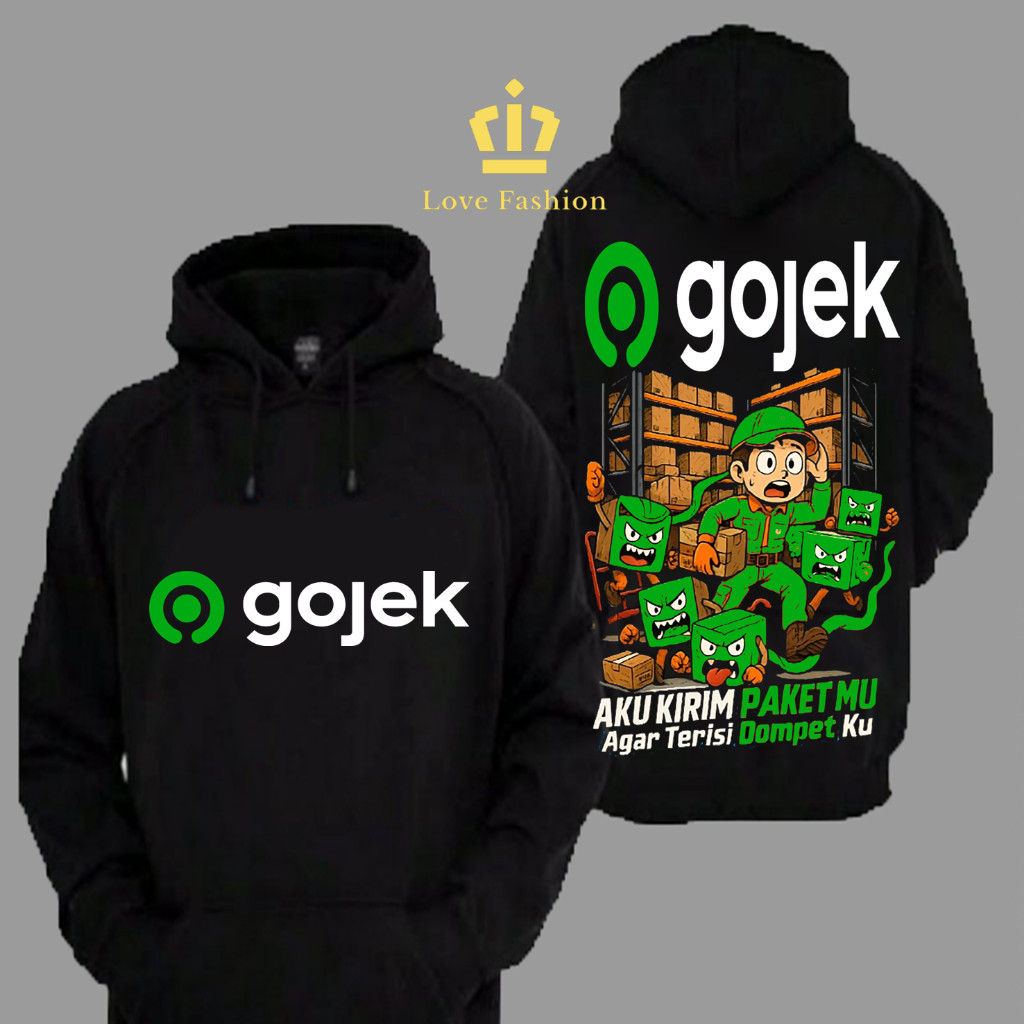 Sweater Hoodie Distro Gojek Go-Ride Go-Food Aku Kirim Paketmu Agar Terisi Dompetku Premium Terbaru