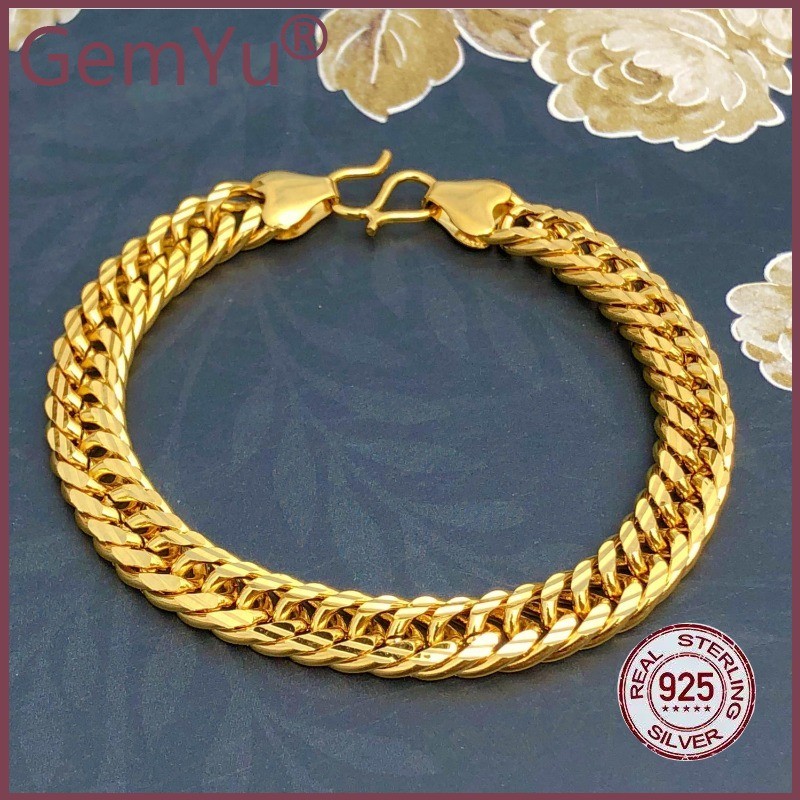 GemYu Gelang Rantai Boss Fashion Emas untuk Pria Gelang Rantai Cambuk Kuda Dominan Gelang Rantai Bos