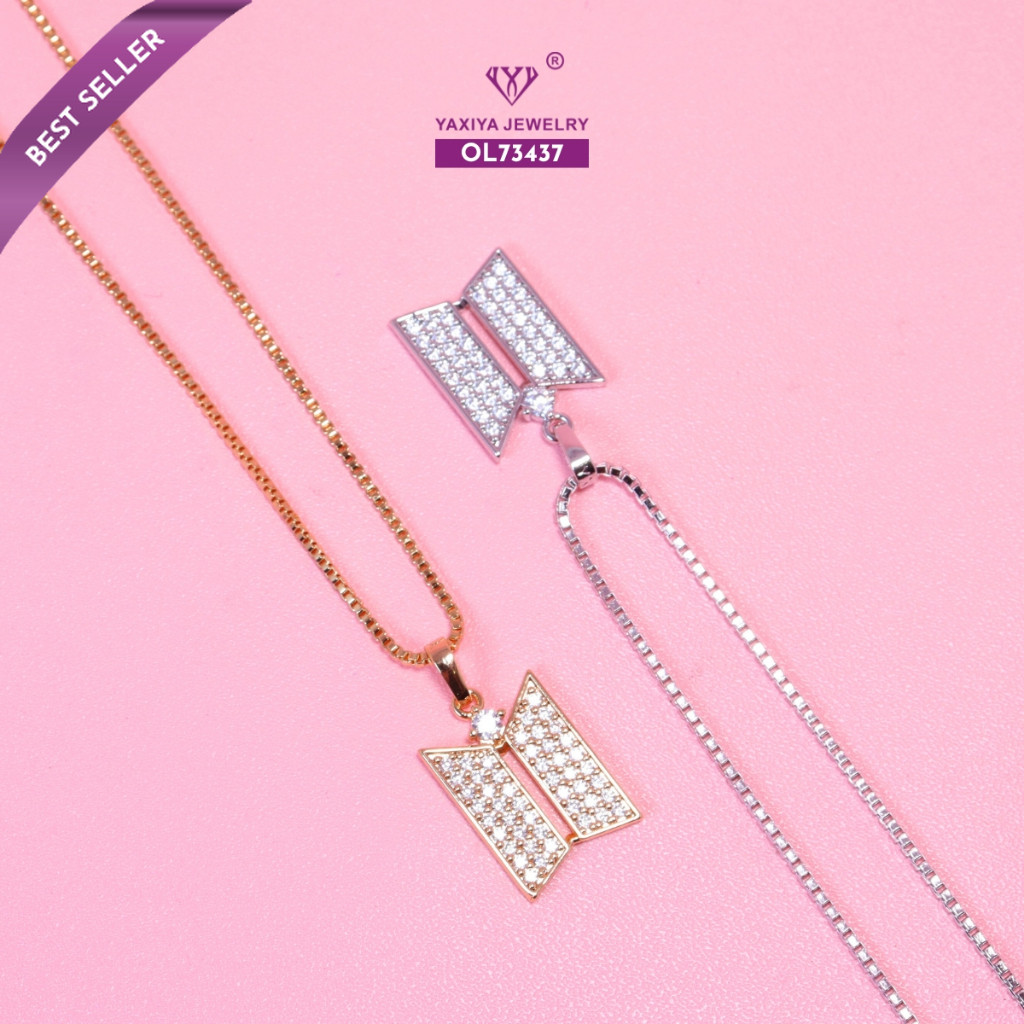 Yaxiya Kalung Liontin BTS Permata Perhiasan Lapis Emas Gold 18K X4- 263