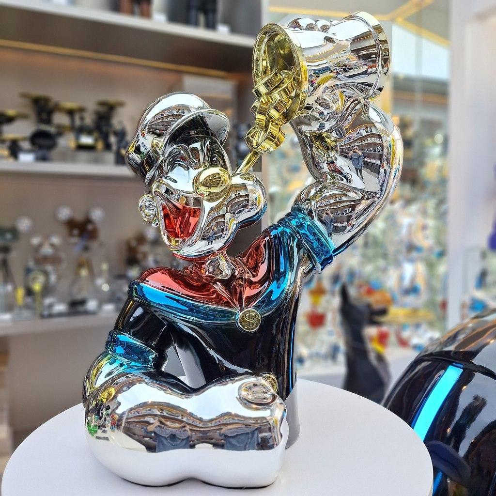 Pajangan Dekorasi Patung Popeye Modern / Popeye Chrome Figure Hype M315