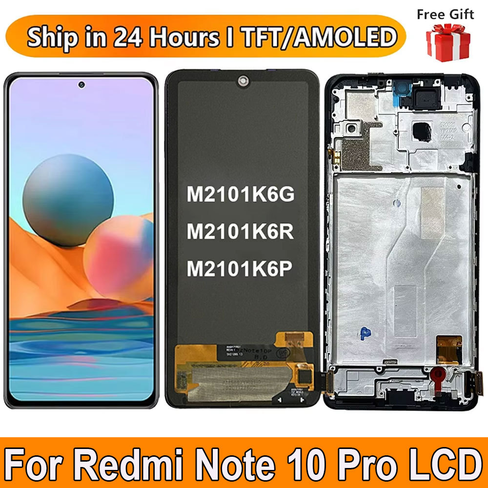6.67" AMOLED For Xiaomi Redmi Note 10 Pro LCD splay, with Frame Touch Panel For Redmi Note10Pro M210