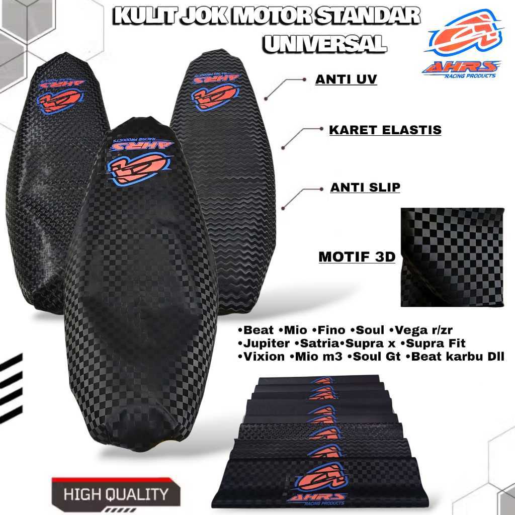 SKY Kulit Jok Motor Motif Catur 3D Lembaran Logo Ahrs Racing Ukuran 50 x 85 Standar Universal Semua 