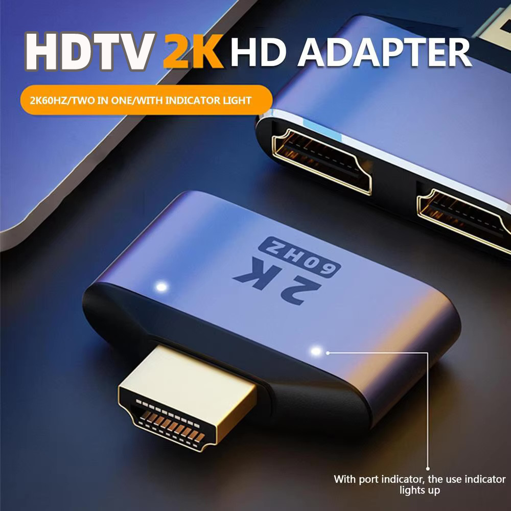 HDMI-Compatible to Dual HDTVAdapter HD 2K Dual Output Splitter Monitor Adapter 1 to2 HDTVMale to Two