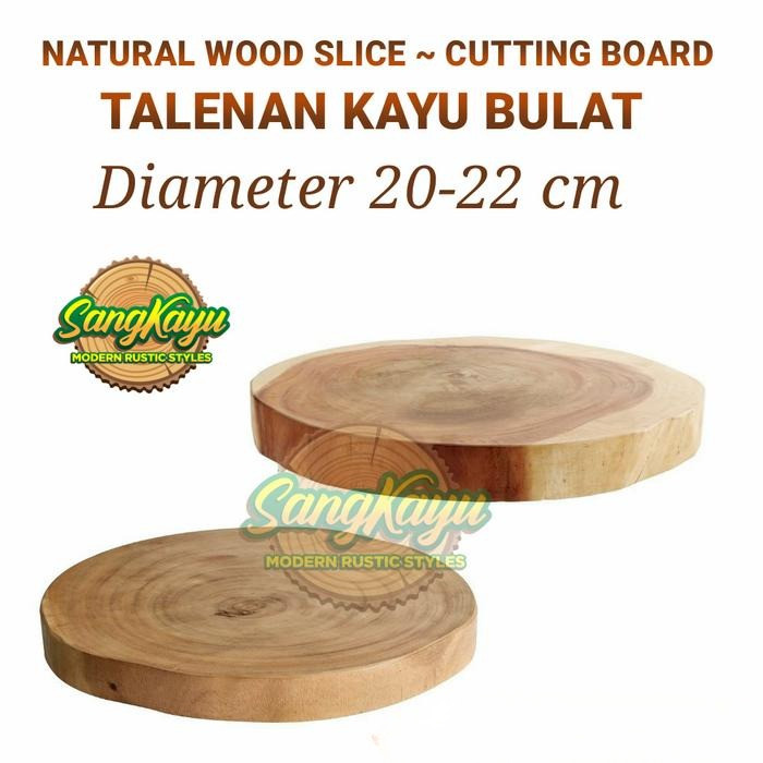 Potongan kayu alami natural wood slice talenan kayu hiasan dinding - AMPLAS HALUS, Kayu mahoni