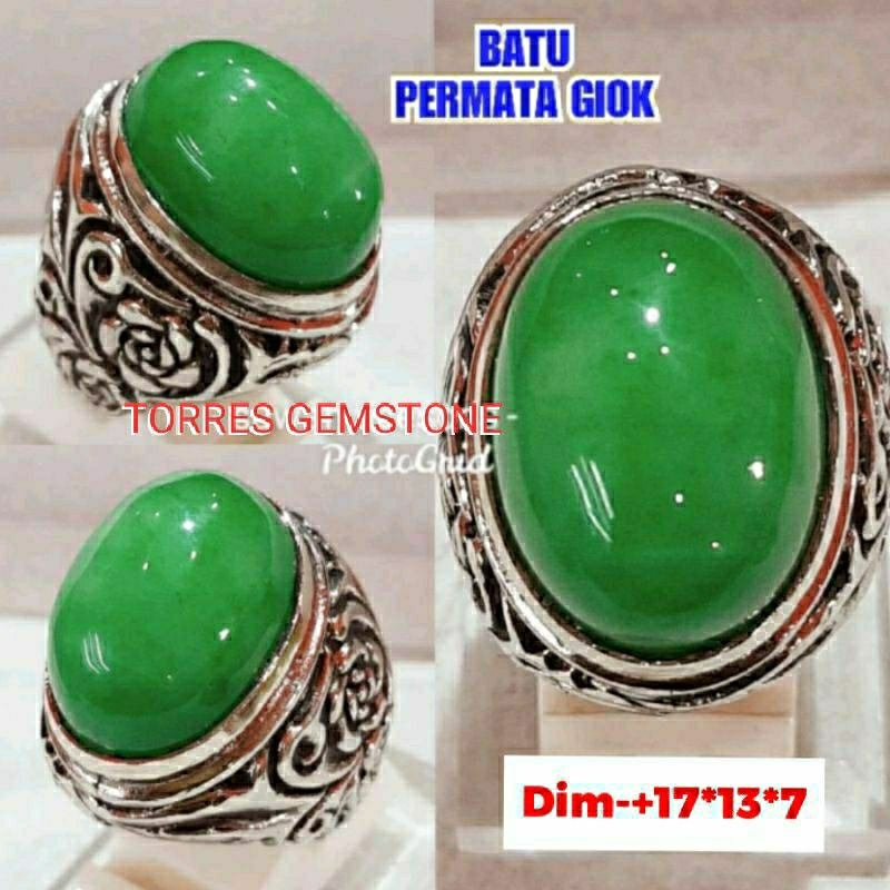 CINCIN BATU AKIK GIOK HIJAU KRISTAL