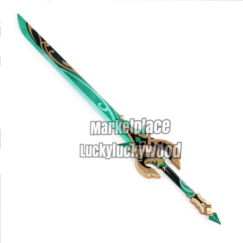 Mainan pedang kayu Primordial jade cutter anime cosplay Genshin impact
