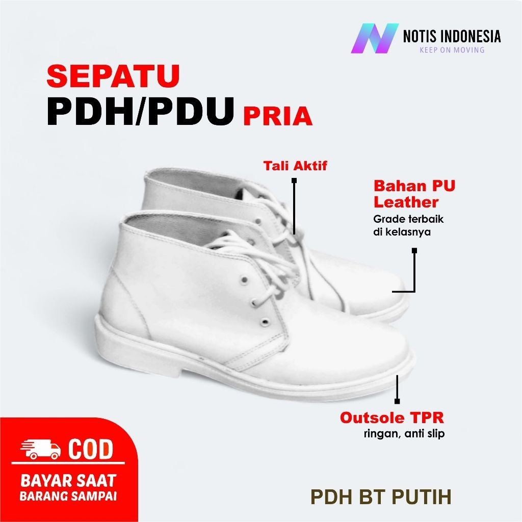 SEPATU PDH PUTIH PDU DOFF TALI SEPATU PDU UPACARA CAMAT PELANTIKAN PASKIBRA TNI AD TNI AL TNI AU