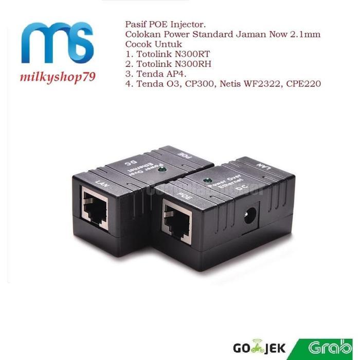 PASIF Poe Injector Totolink N300RT, N300RH, Tenda AP4 O3 CP220 - Hitam