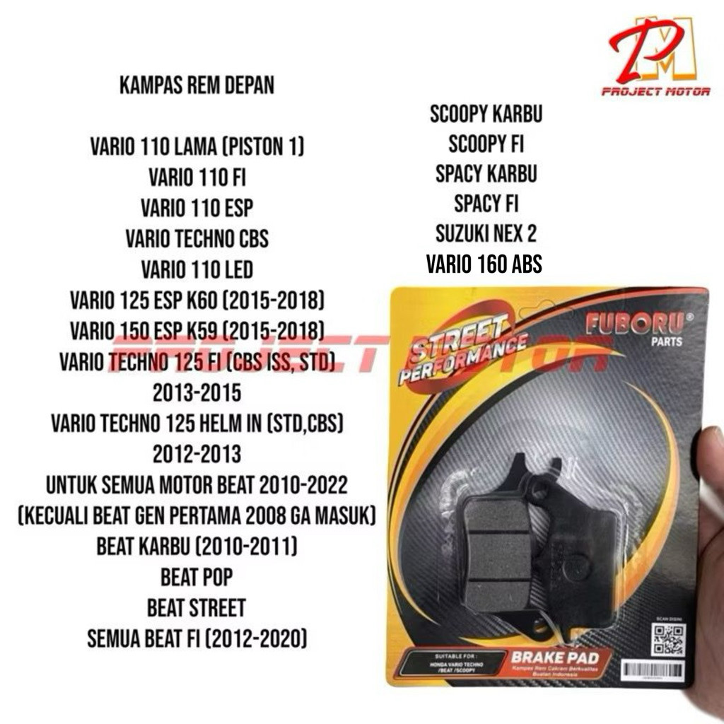 Kampas Rem Cakram Depan Dispad Beat Scoopy Vario Techno 110 125 150 Fi esp 2015 - 2018 VARIO 160 ABS