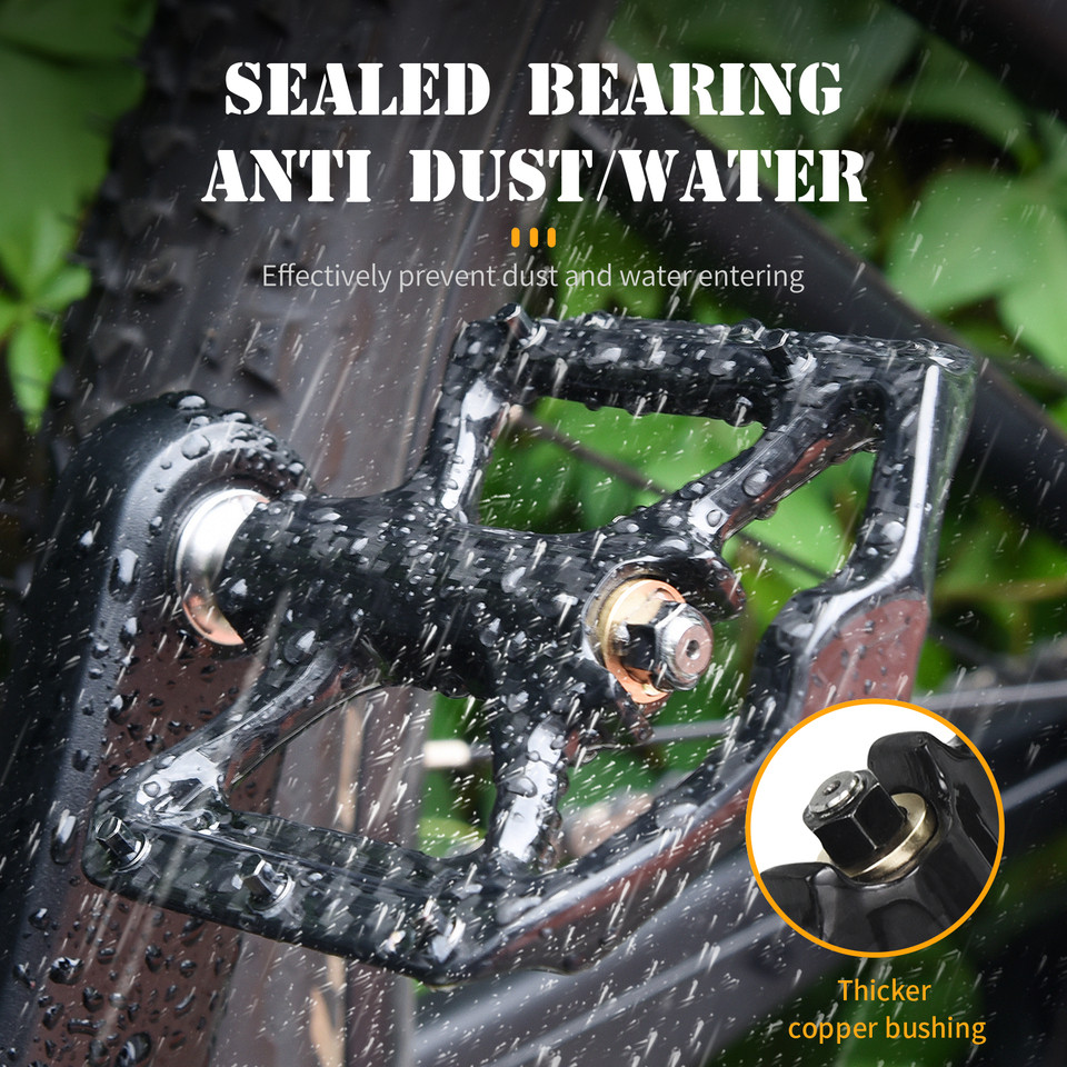 Mountain Bike Ultra-Light Carbon Fibre Flat Pedals Downhill Non-Slip Design Bearing System Bicycle P