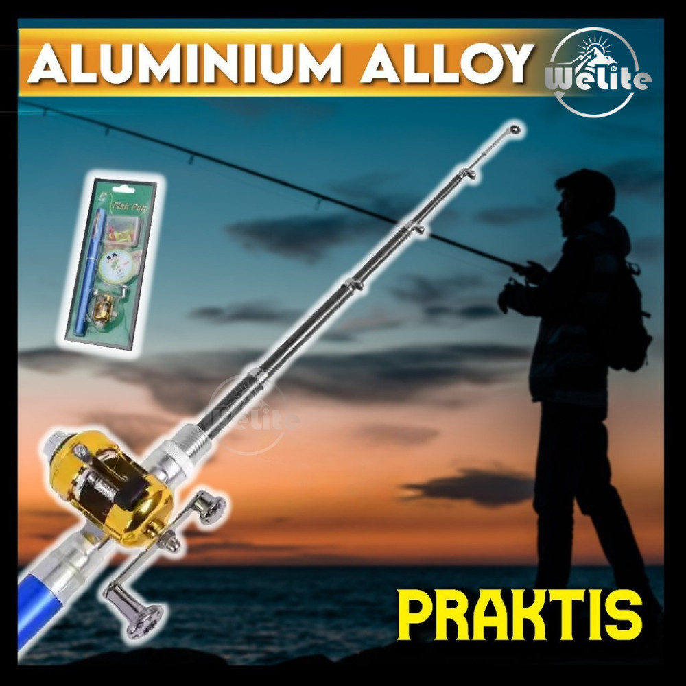 Joran Pulpen Set Lengkap Mini Pancingan Reel Portable 1M Kail Pelampung Benang