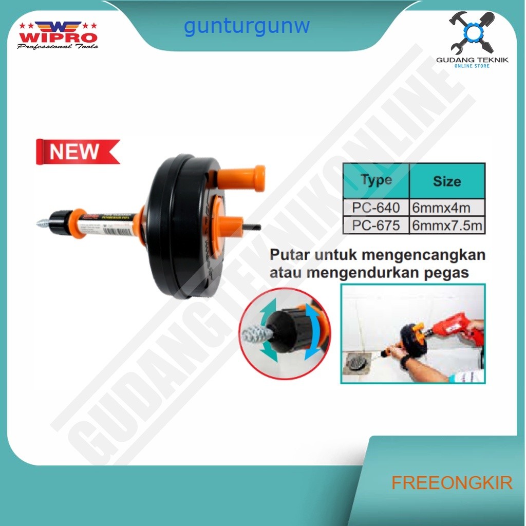 Pembersih Pipa Tersumbat WIPRO PC640 / Pipe Drain Cleaner 4m WIPRO PC-640