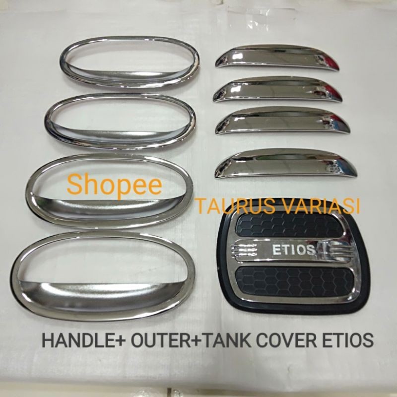 Paket Handle pintu + Outer mangkok + Tank cover tutup bensin Mobil toyota Etios Valco / liva sedan C