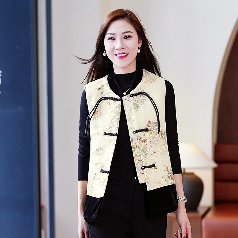 Rompi Wanita Gaya Cina Baru Jaket rompi berlapis tebal
