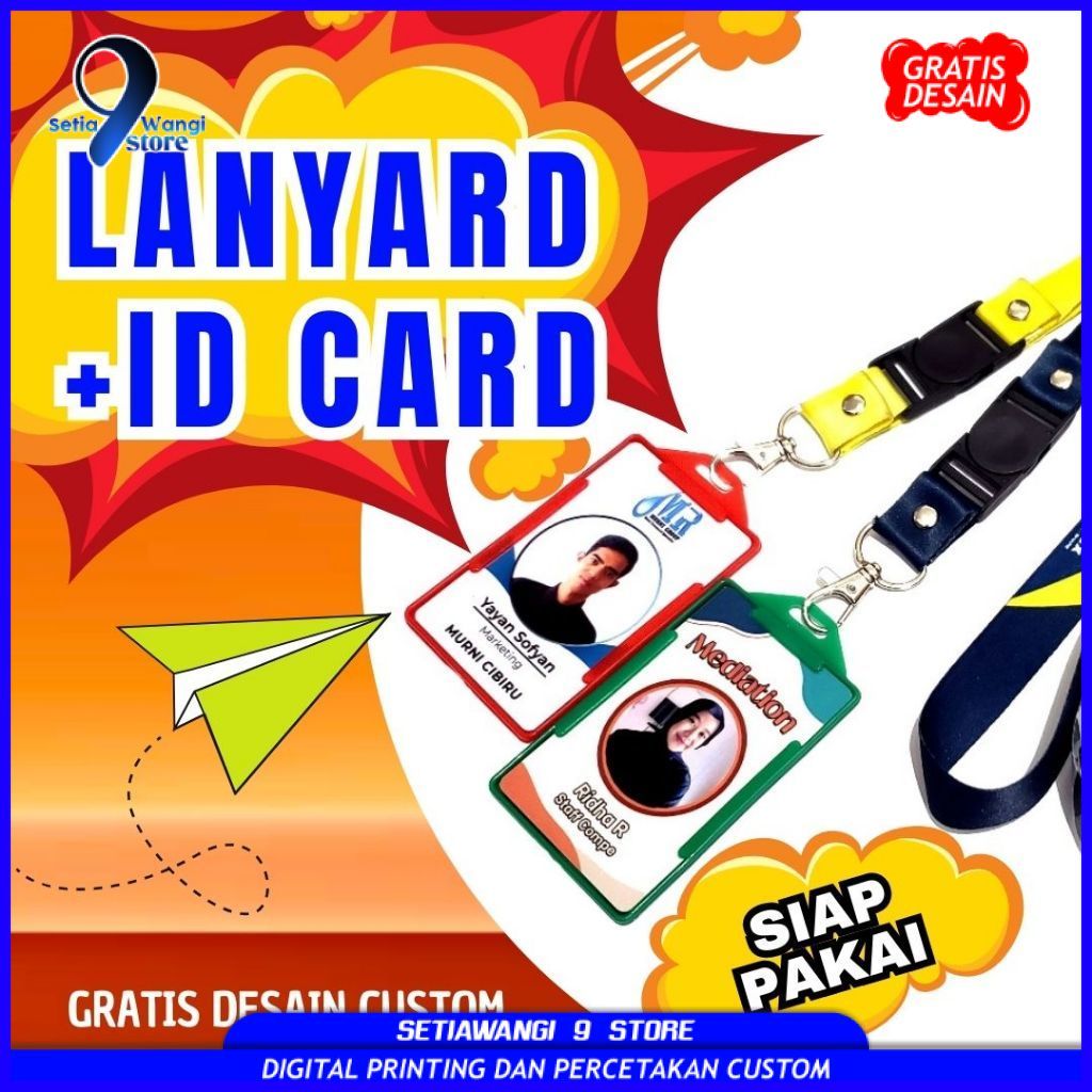 Lanyard Custom + ID Card PVC + Holder | Tali ID Card Full Print Sublim [PAKET SIAP PAKAI]