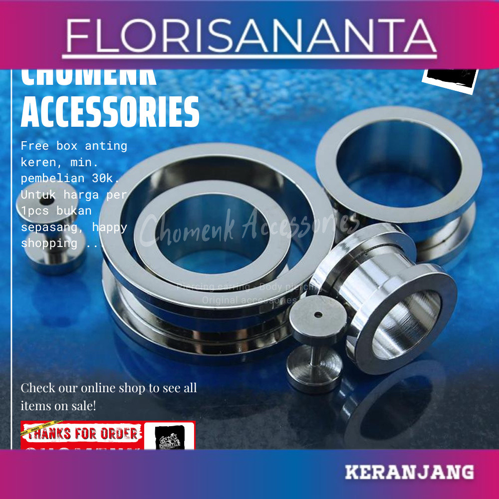 terlaris baru PLUG PIERCING PLUG PIERCING PLONG PIERCING TITANIUM SILVER-BLACK 1,6MM-12MM PLUG PIERC