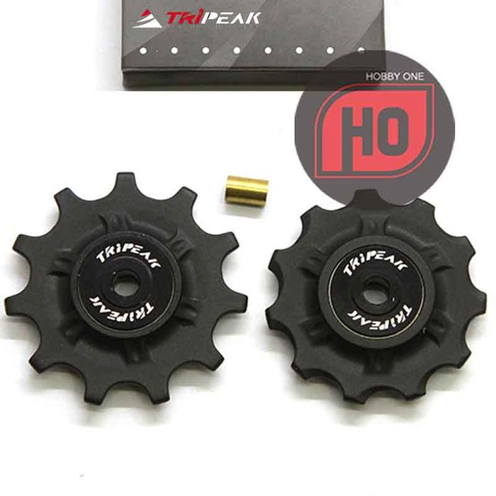TRIPEAK JOCKY WHEEL PULLEY 11/11T SHIMANO SRAM 10 11 Speed - Stainless Steel, Black