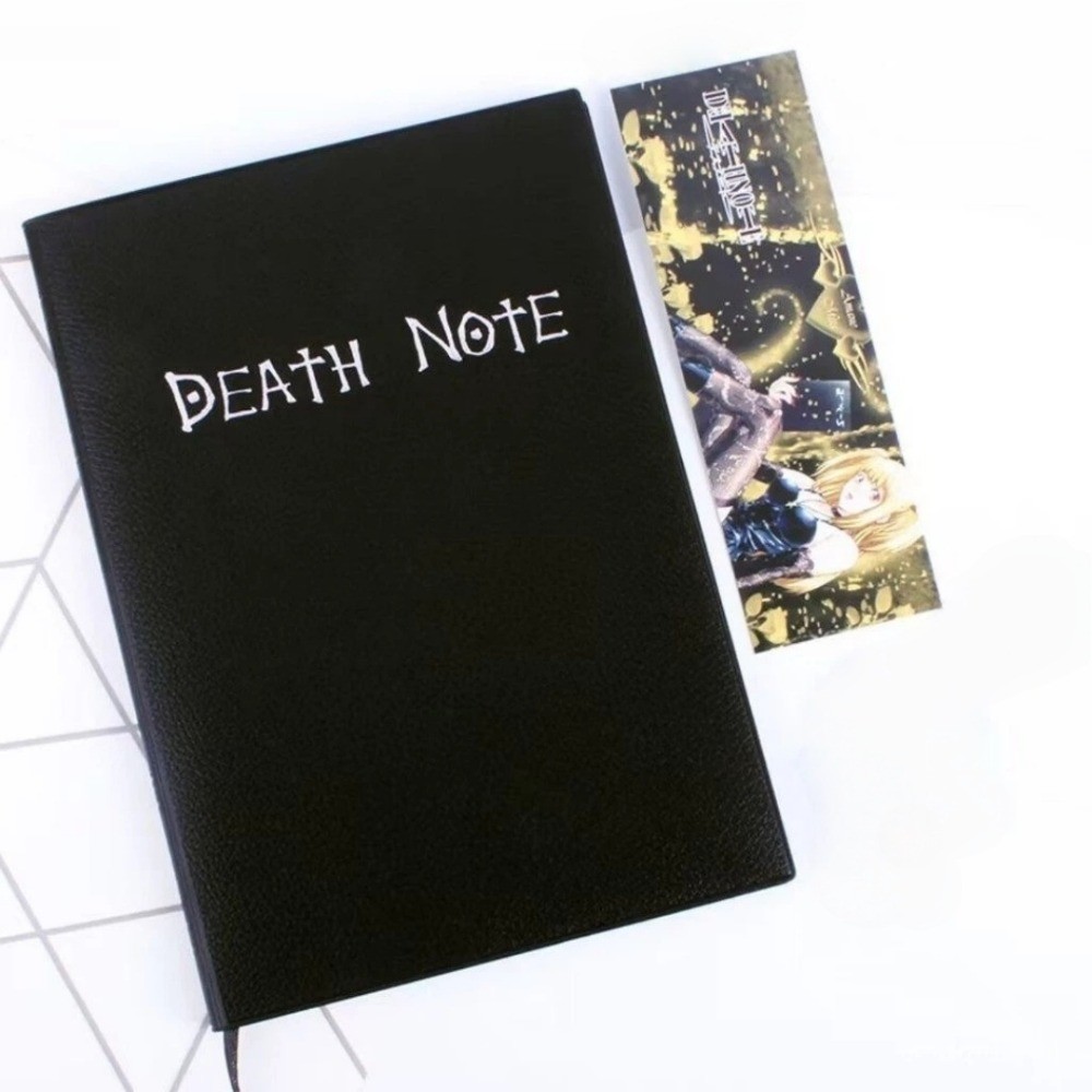 Anime Peripheral Notebook Black Leather Written with Feather Bookmark Theme Role-playing Collection 