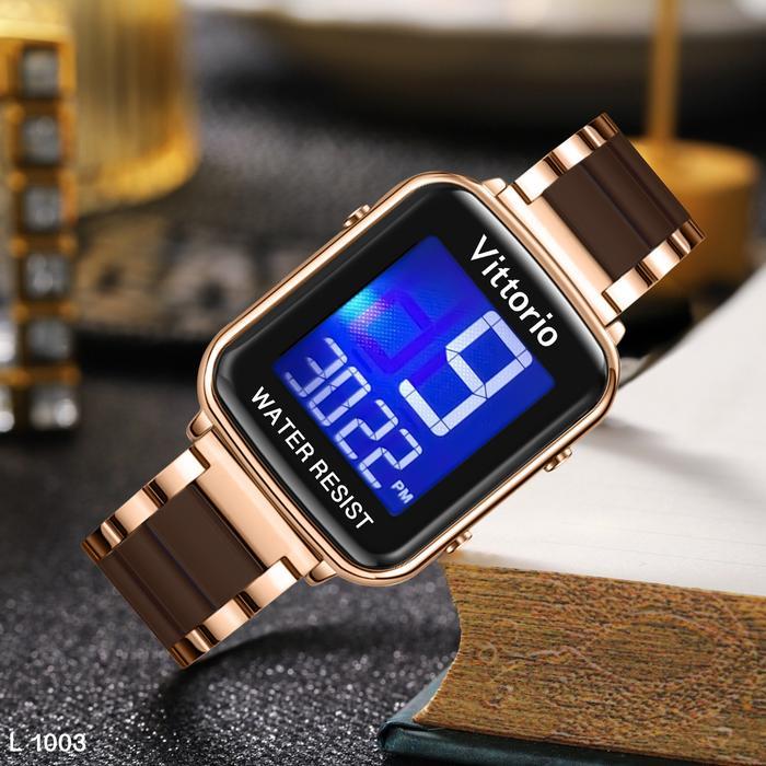 Buy 1 Get 1 Jam Tangan  Vittorio Jam Tangan Wanita 1003 Digital Rantai Stainless Steel Water Resista