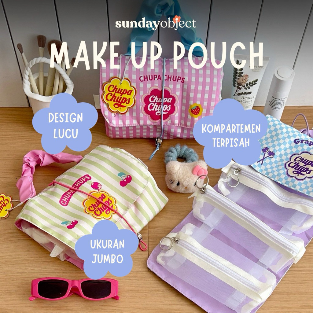 (Jumpstart Joy) SUNDAYOBJECT Pouch Make Up Tas Make Up Tas Kosmetik Make Up Bag Besar