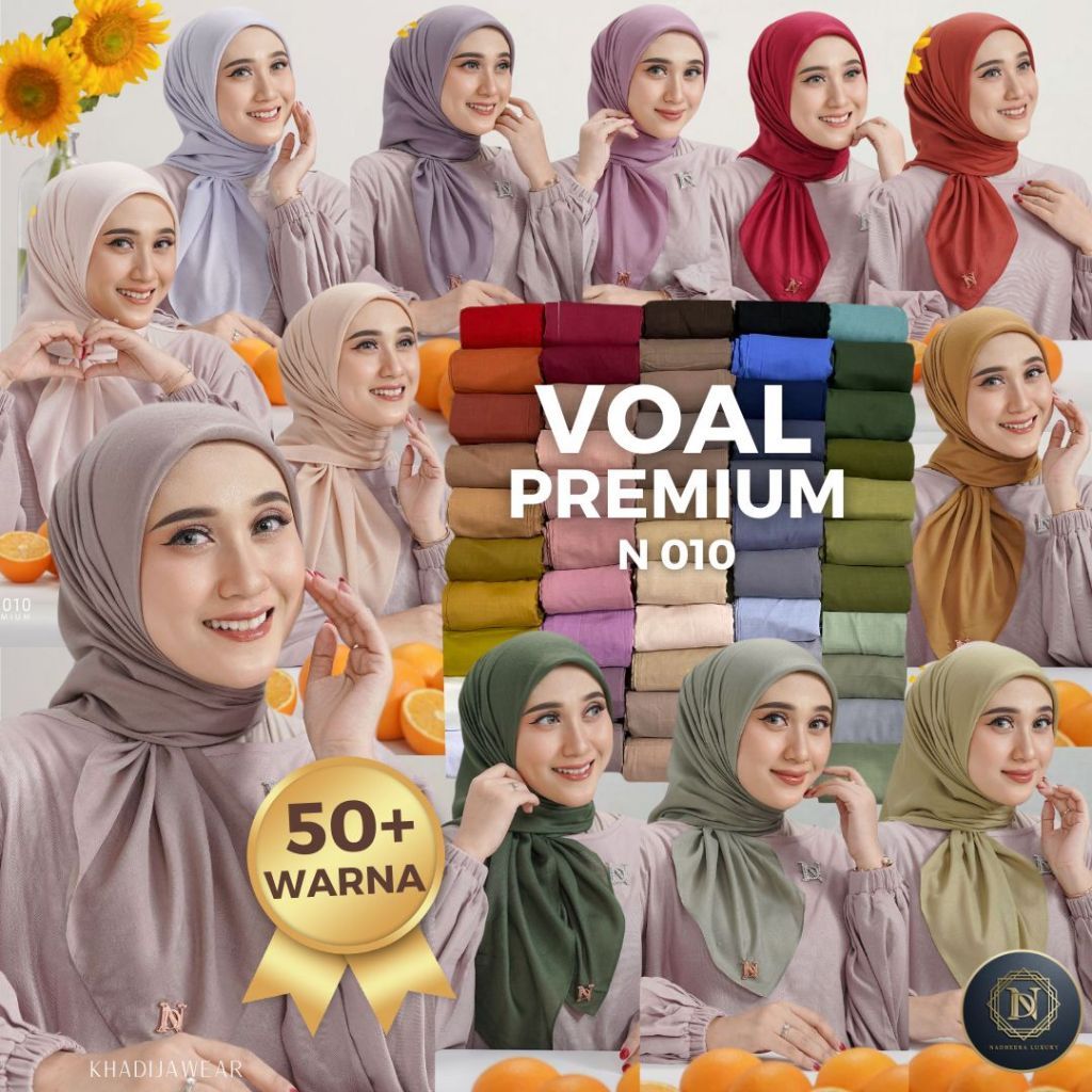 NADHEERA LUXURY N010 VOAL PREMIUM Kerudung Segi Empat Polos Voal HQ Jilbab N10 Hijab Nadhera n 010 N