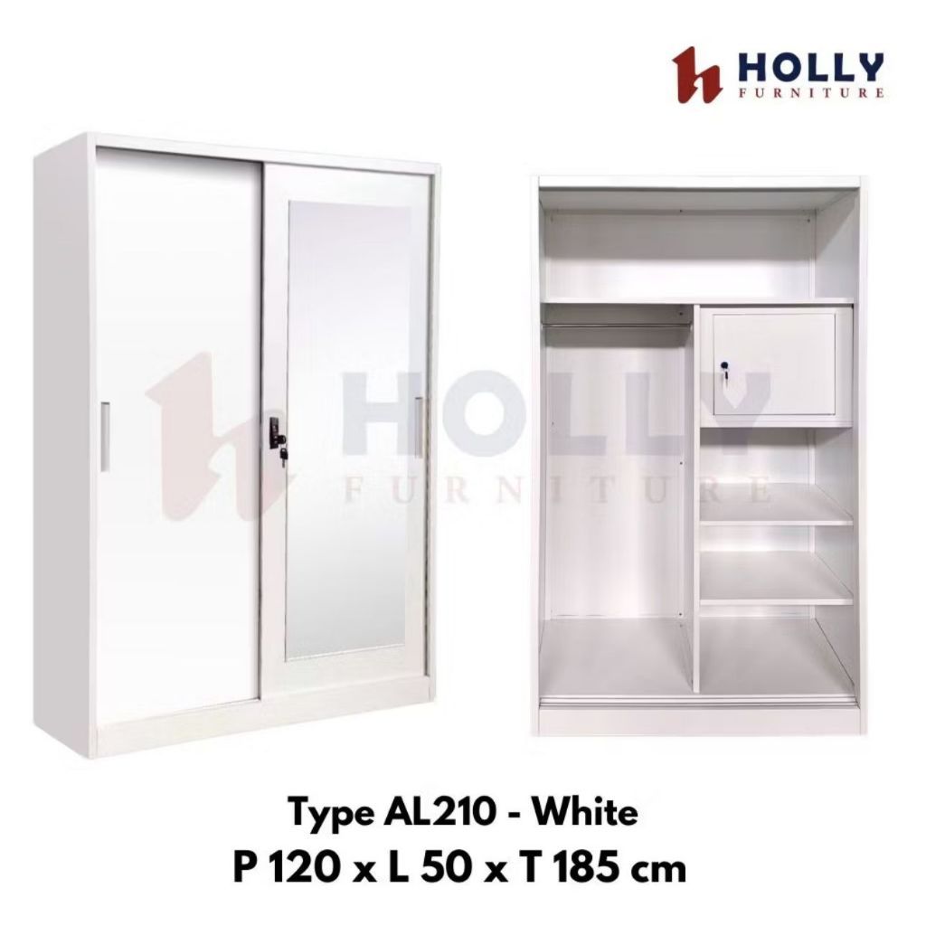 ( Free Ongkir + Rakit ) Lemari Pakaian Besi 2 Pintu Sliding Import Lemari Baju Besi