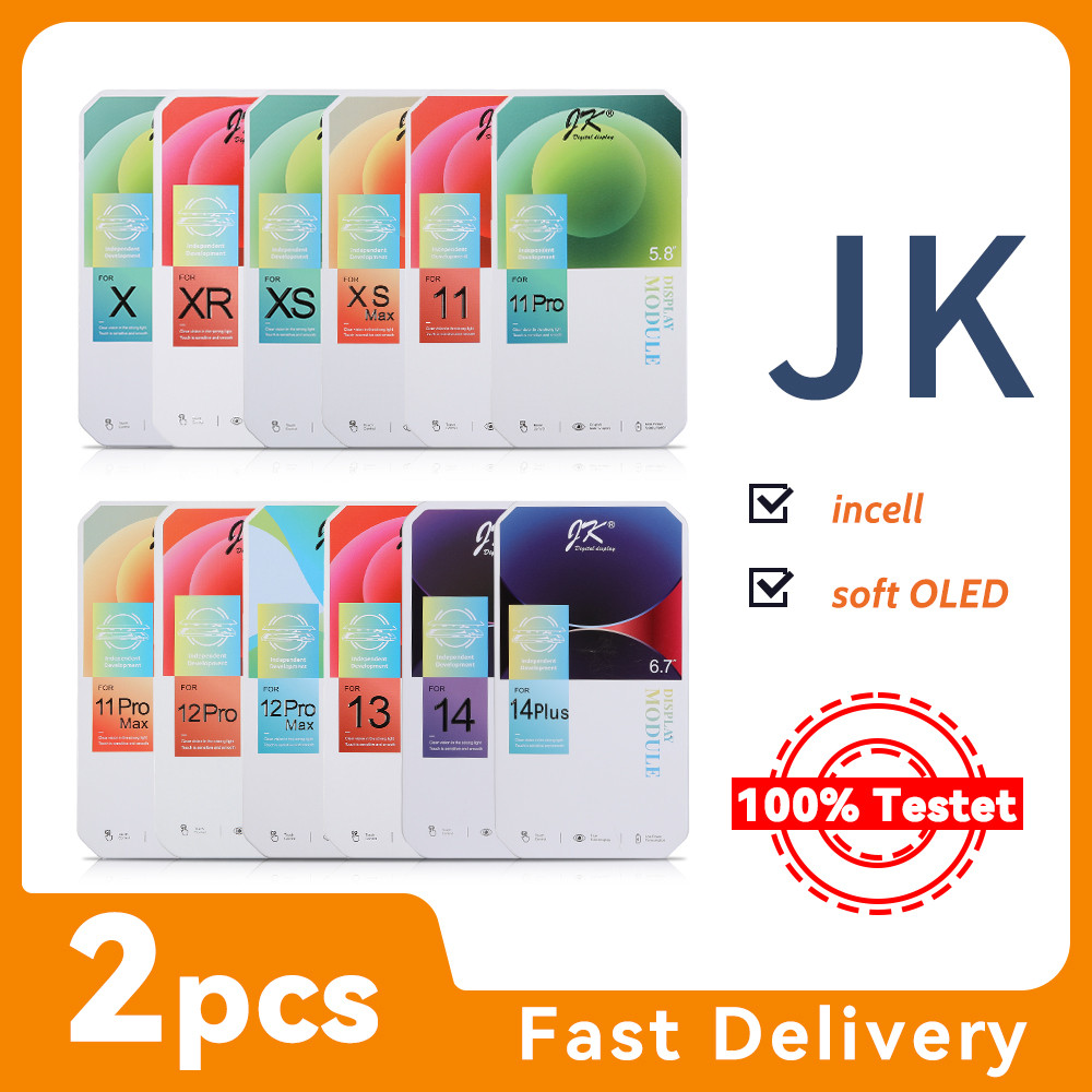 2 Pcs JK Incell Untuk iPhone X XS XR 11 12 12 Pro Max 13 14 Plus LCD Display Layar Sentuh Digitizer 