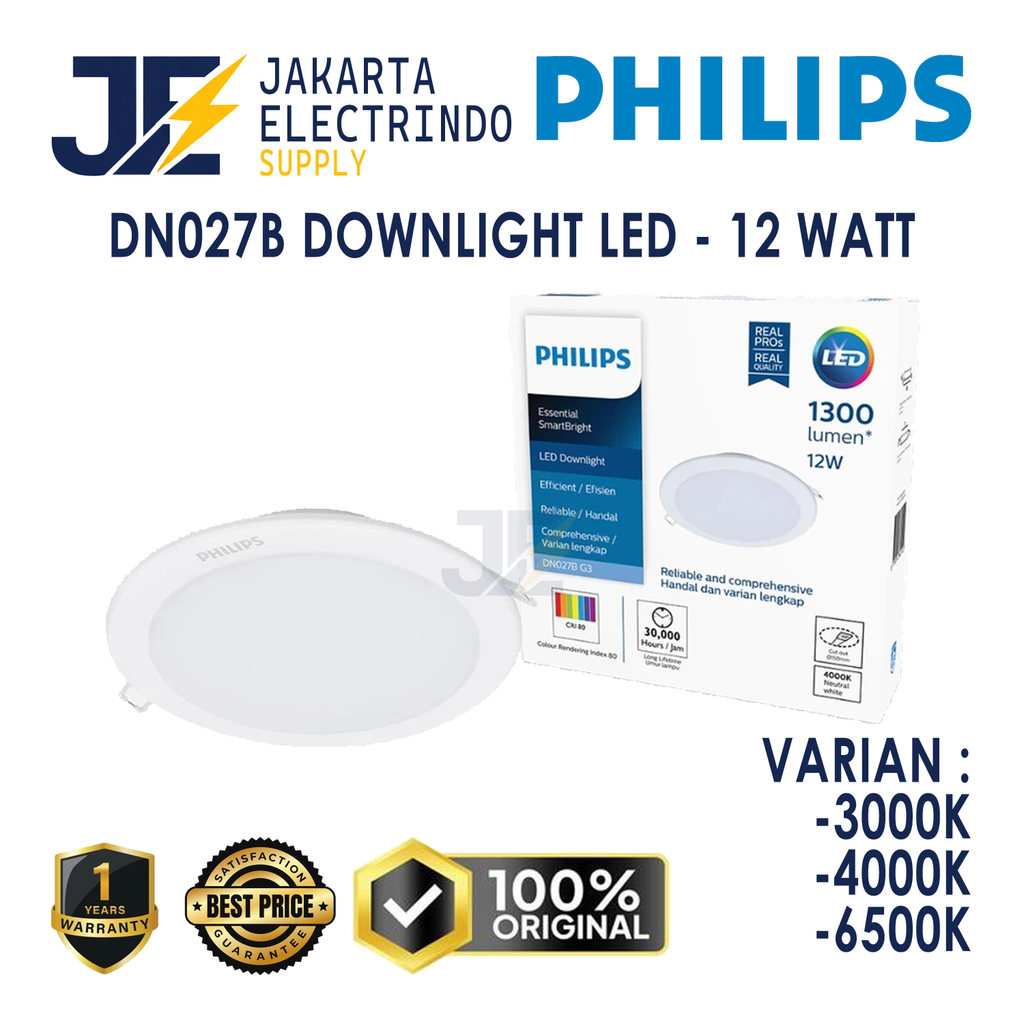 Philips DN027B G3 Lampu Downlight Inbow 12W LED12 Bulat D150 - 12 W 12 Watt 12Watt