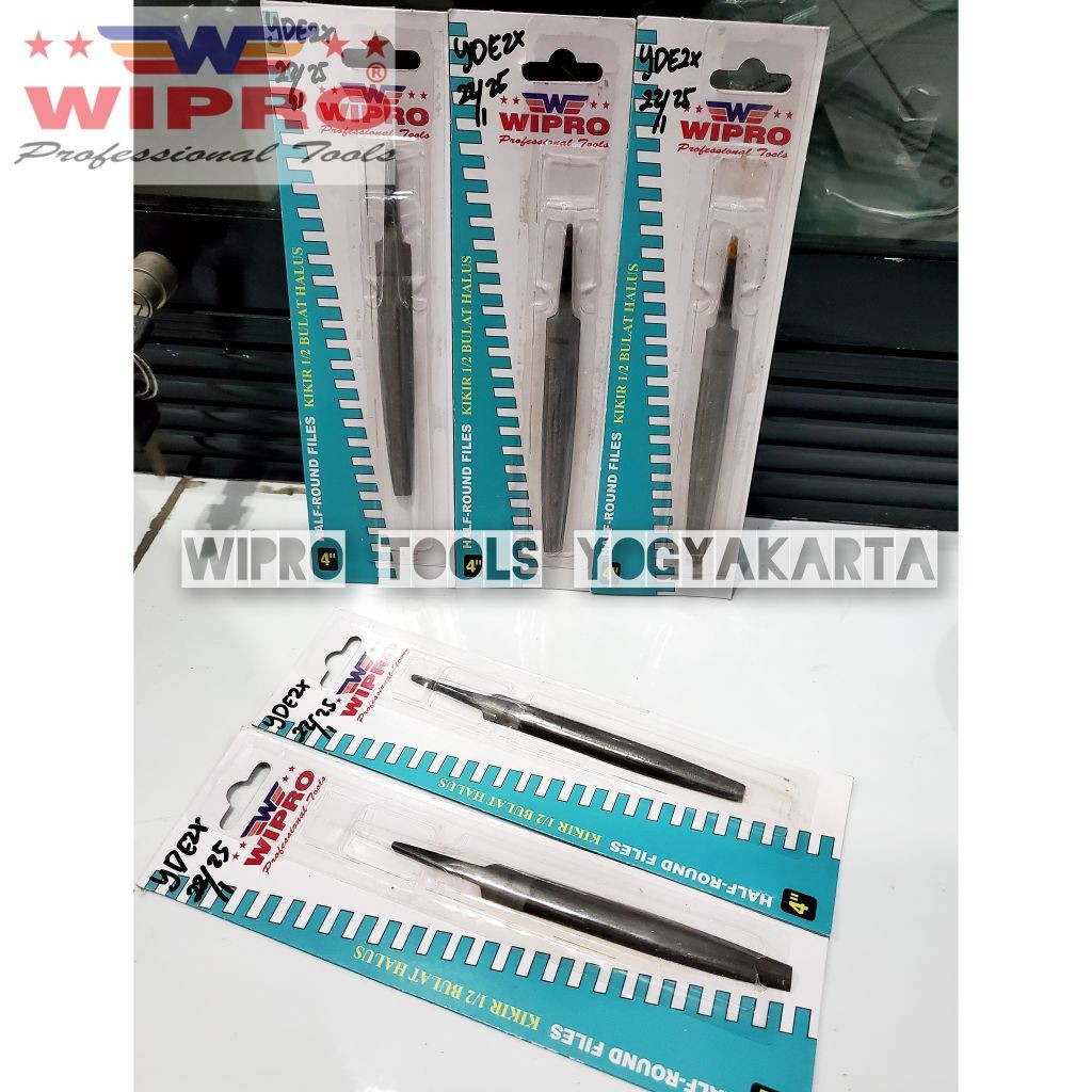 Wipro Kikir 1/2 Bulat Halus 4" / Kikir Gergaji Kayu Wipro / Half Round Flies Wipro ORIGINAL ASLI