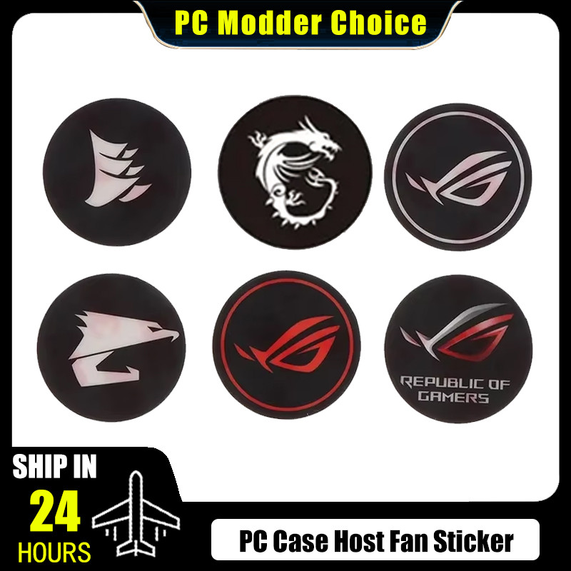 PC Case Host Fan Sticker ROG AORUS Logos Label Gold-plated Cooling Fan Stick assis Sticker GPU Decor