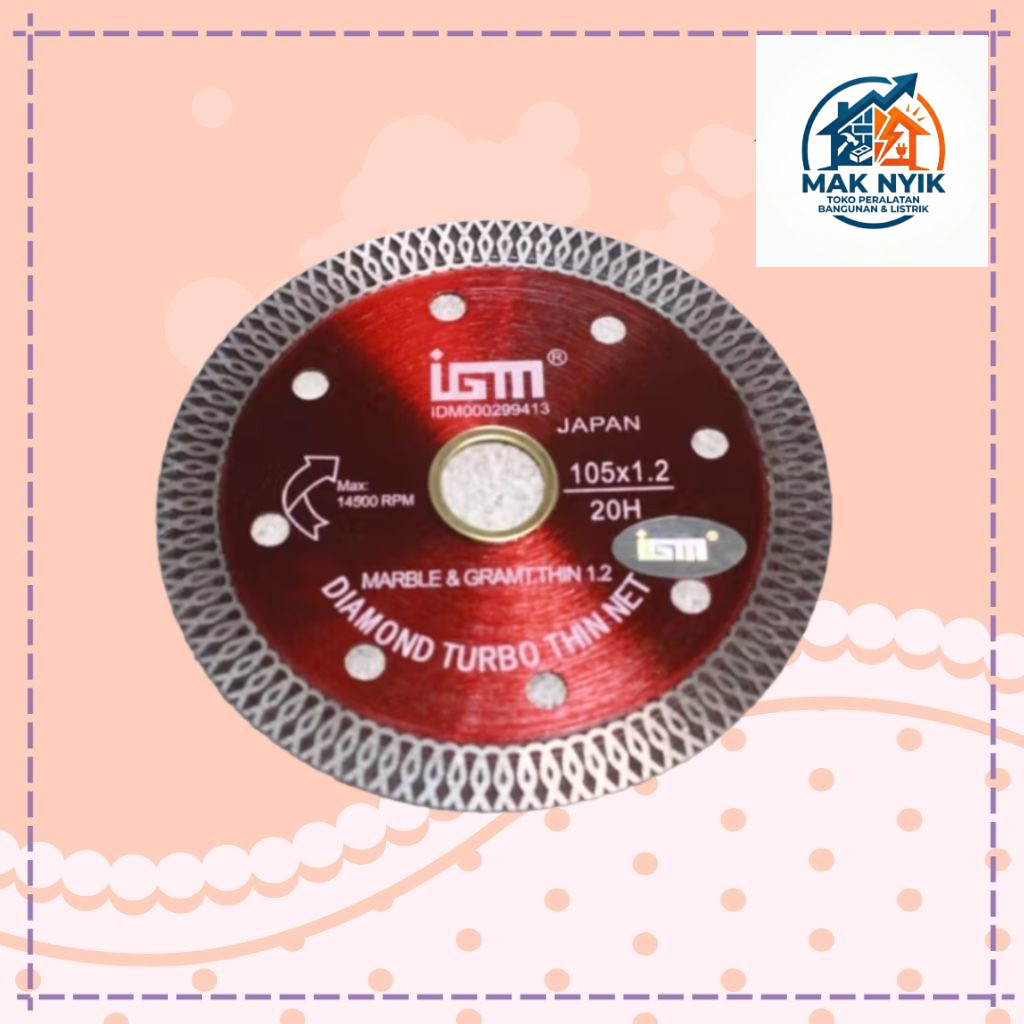 MAKNYIK MENJUAL Diamond Wheel Mata Potong Keramik Granit Batu IGM BATIK MERAH Turbo ID-005